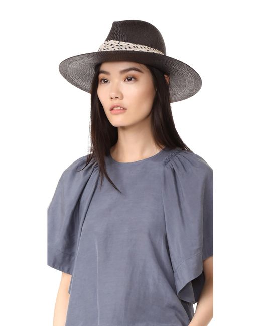 janessa leone josephine short brimmed panama hat black