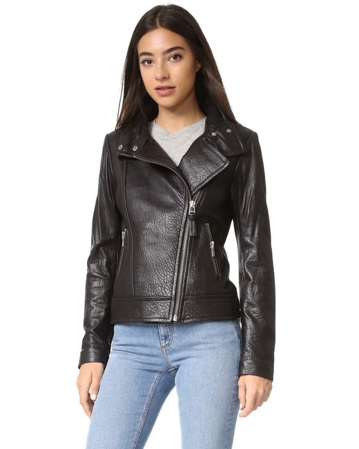Mackage Black Lisa Pebbled Leather Jacket