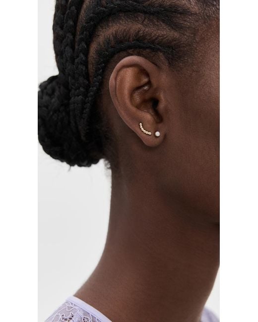 Zoe Chicco White 14K Bead Curved Bar Single Stud Earring