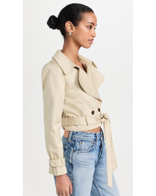 Alice + Olivia Blue Aice + Oivia Hayey Cropped Trench Coat With Bet Atte