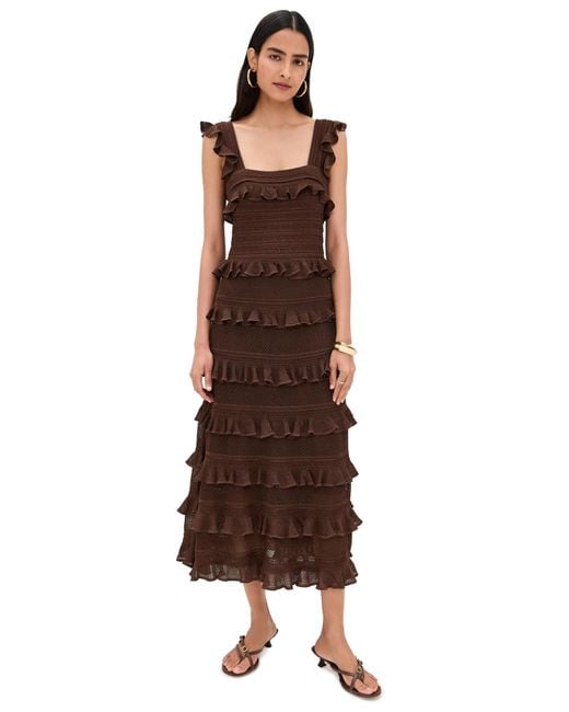 Zimmermann Brown Lace Frill Midi Dress