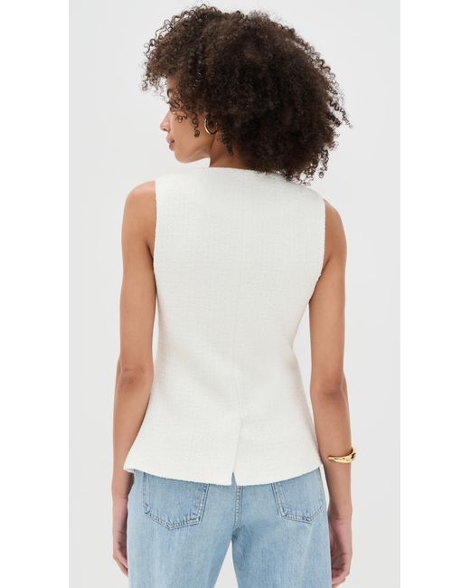 Endless Rose White Tweed Buttoned Long Split Top