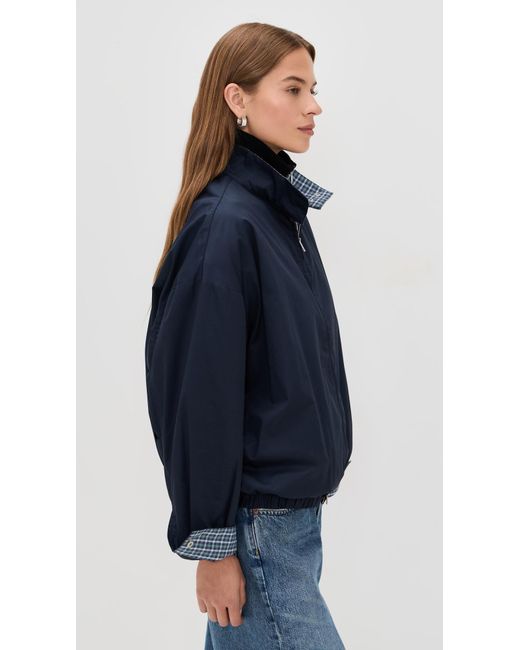 Pixie Market Blue Plaid Contrast Bomber Jacket