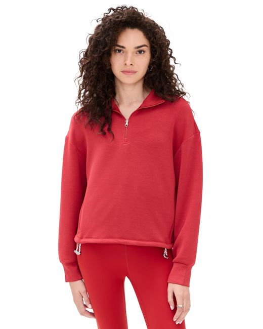 Varley Red Sian Cropped Half Zip Midlayer