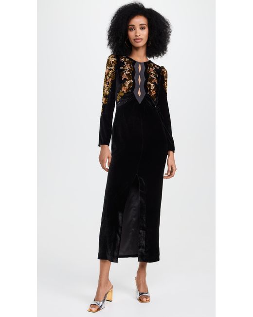 Saloni Black Jinx C Velvet Dress