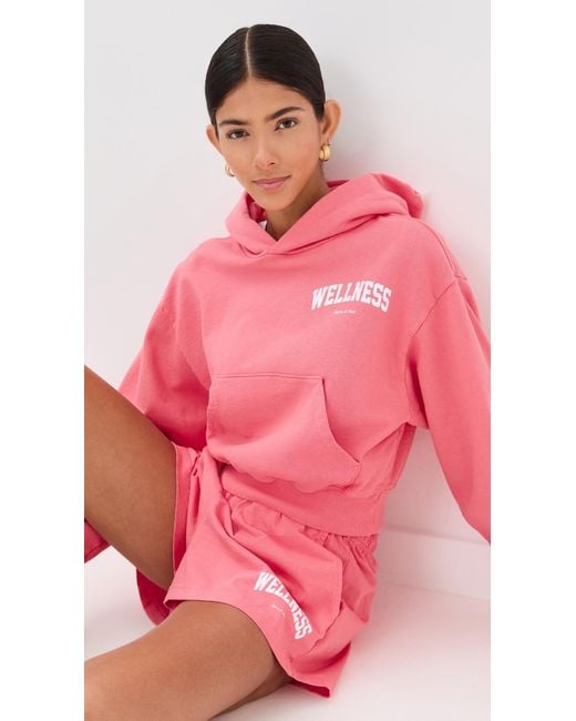 Sporty & Rich Pink Wellness Ivy Cropped Hoodie