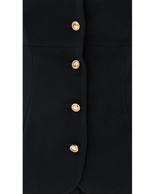 Rosetta Getty Black Square Neck Button Front Top
