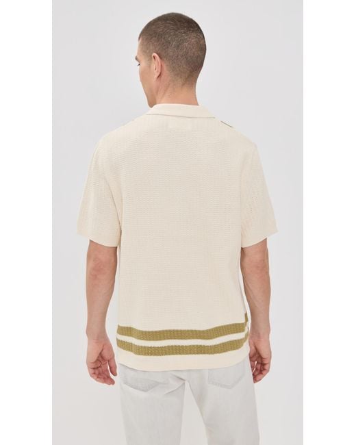 NN07 Natural Ares Knit Button Down Polo for men