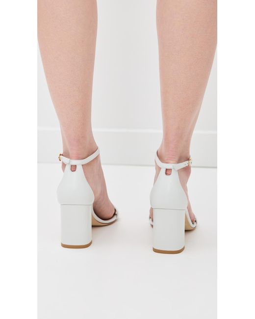 Stuart Weitzman White Nudist Block Sandals 75Mm