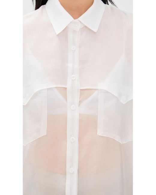 Simonett White Sheer Western Button Up Blouse