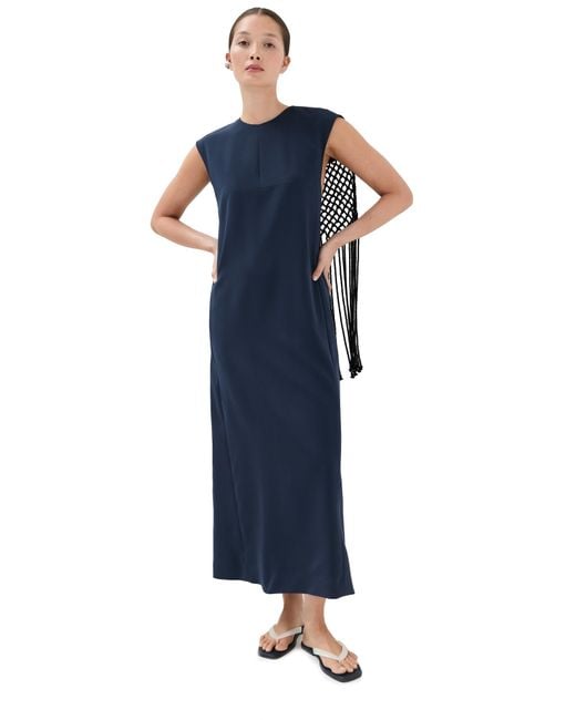 Tibi Blue Stretch Silk Nylon Macrame Dress