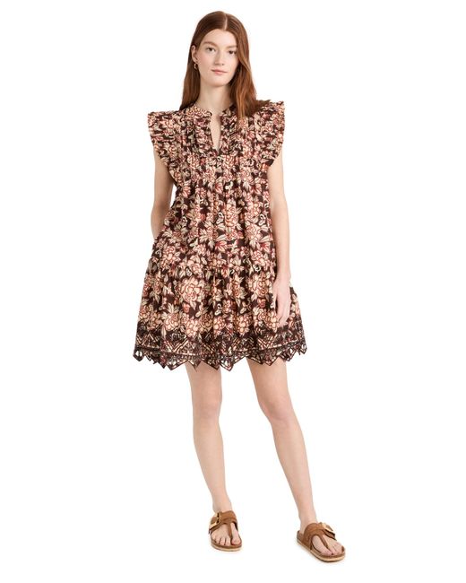 Sea Brown Emelia Print Flutter Sleeve Dress