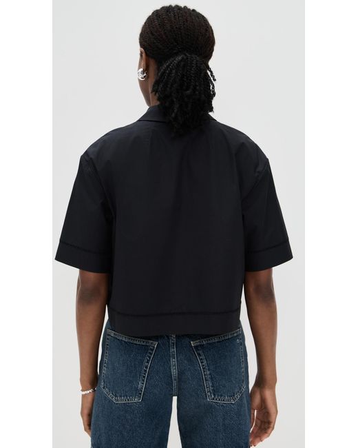 Theory Black Boxy Lapel Shirt