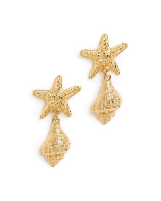 Mayamar Metallic Starfish Seashell Earrings