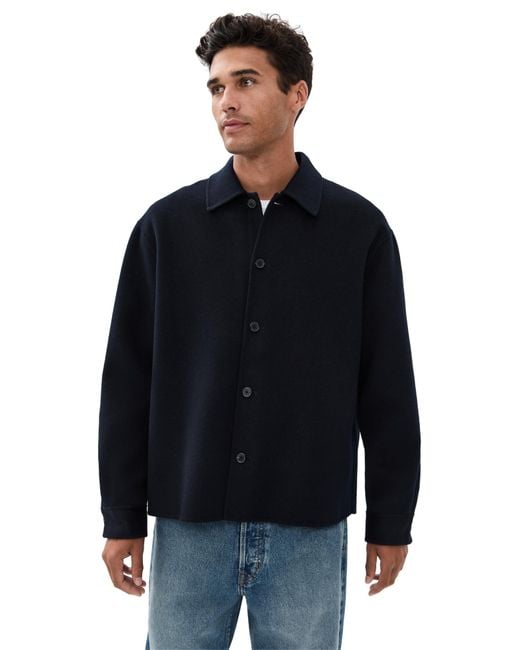 FRAME Black Double Face Wool Shirt Jacket for men