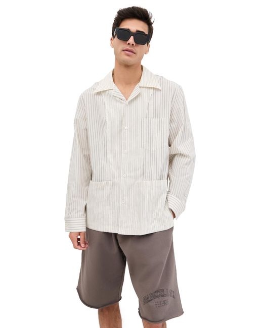 Maison Margiela White Striped Painters Shirt for men
