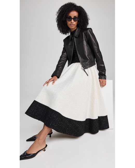 Alice + Olivia Black Chara Turtleneck Long Sleeve Full Flare Midi Dress