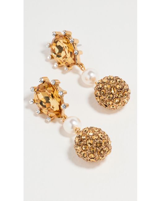 Oscar de la Renta Multicolor Cactus Crystal With Pearl And Ball Earrings