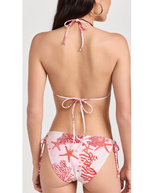 Versace Pink Lycra Vita Recycled Corals Print Bikini Top