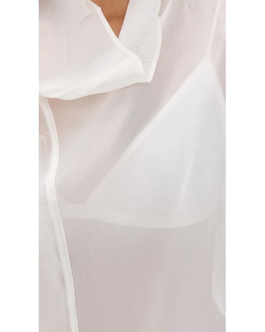 Pixie Market White Sheer High Cowl Neck Blouse