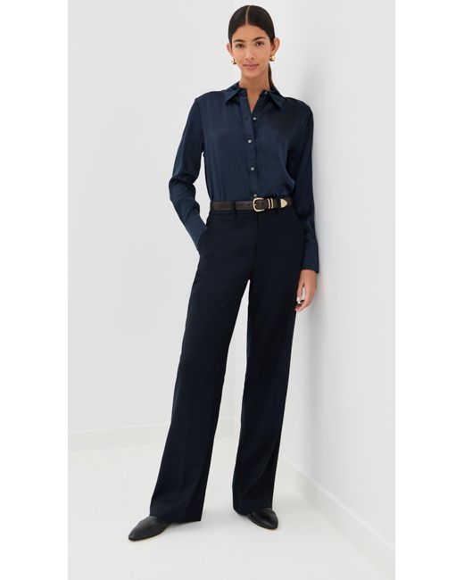 Twp Blue Joey Button Down Silk Top