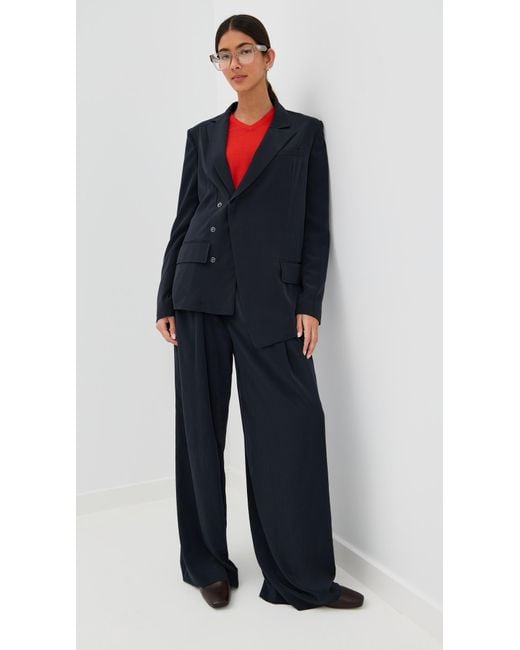 Tibi Blue Relaxed Suiting Assymetrical Wrap Blazer