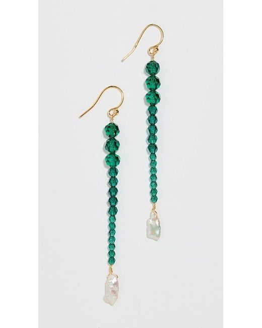 Chan Luu Emerald And Pearl Drop Earrings in Blue Lyst