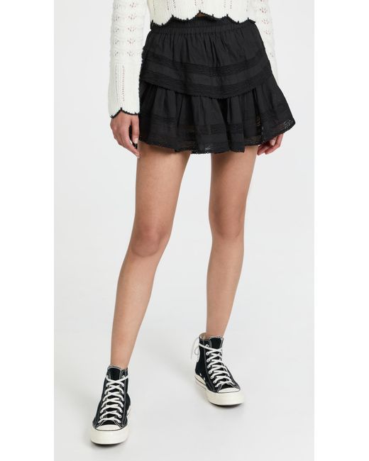LoveShackFancy Black Ruffle Mini Skirt