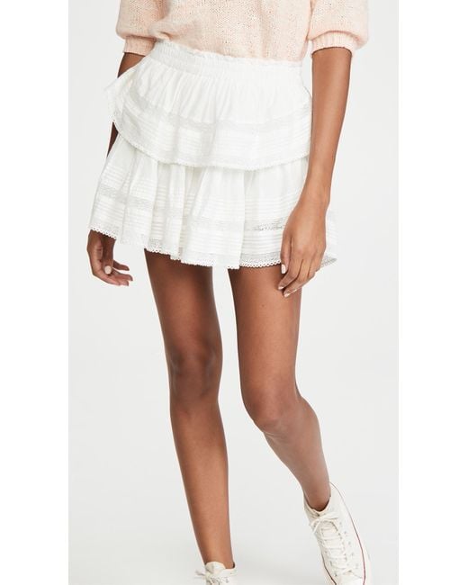 LoveShackFancy White Ruffle Mini Skirt