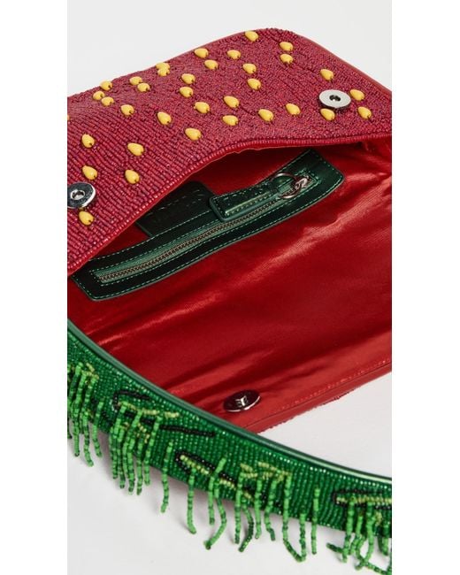 Staud Red Tommy Beaded Bag