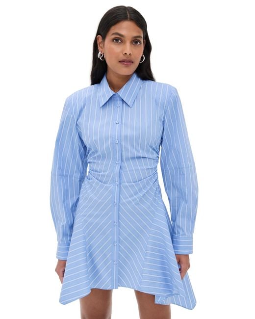 AKNVAS Blue Deena Striped Button Down Dress