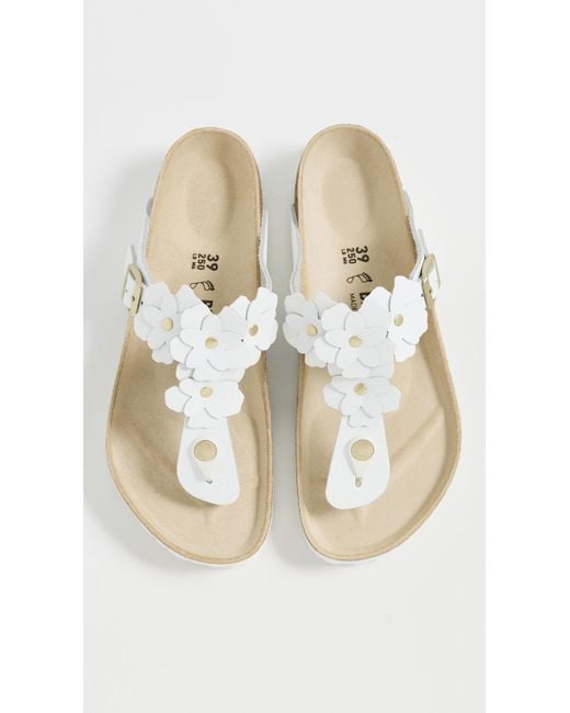Birkenstock White Gizeh Flowers Sandals