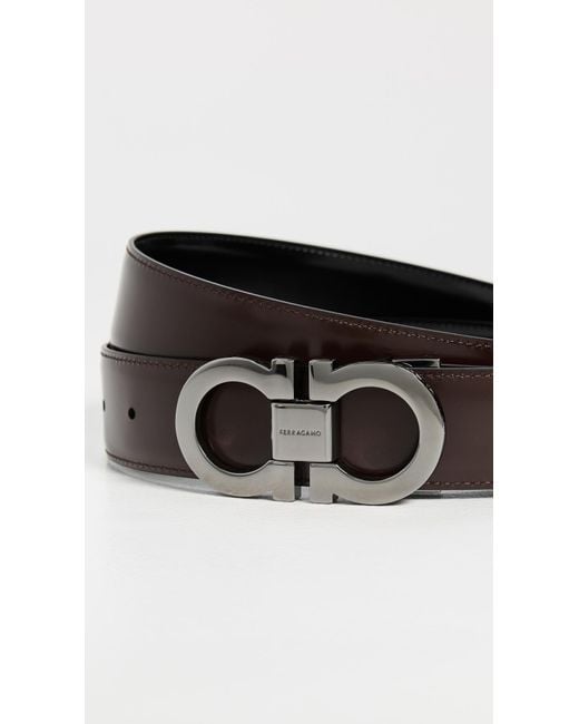 Ferragamo Black Gancini Buckle Reversible Belt for men