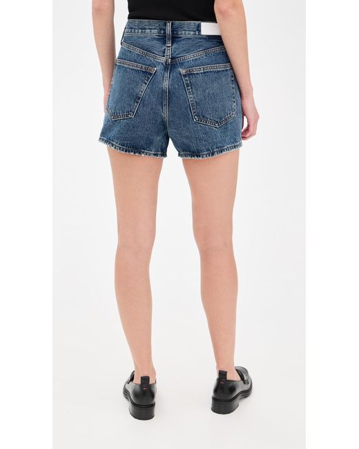Re/done Blue Mid Rise Boy Shorts