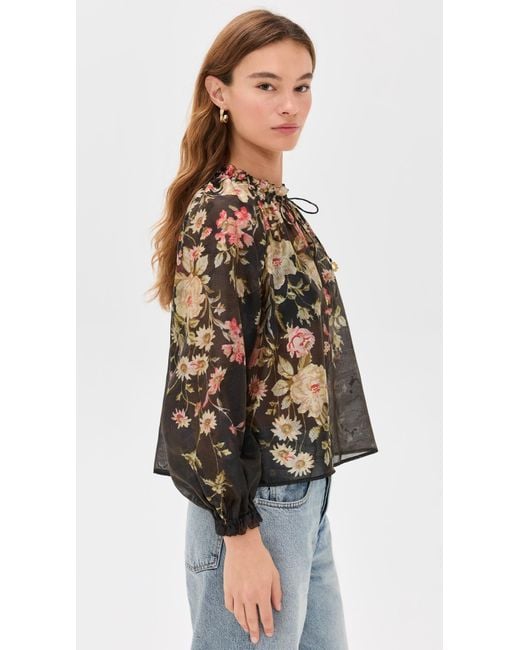 Sea Black Jolie Print Top