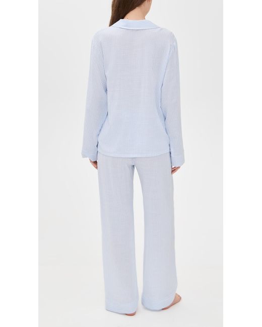 Eberjey White Nautico Long Pajama Set
