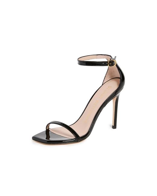 Stuart Weitzman Black Nudist Curve 100 Patent Sandals