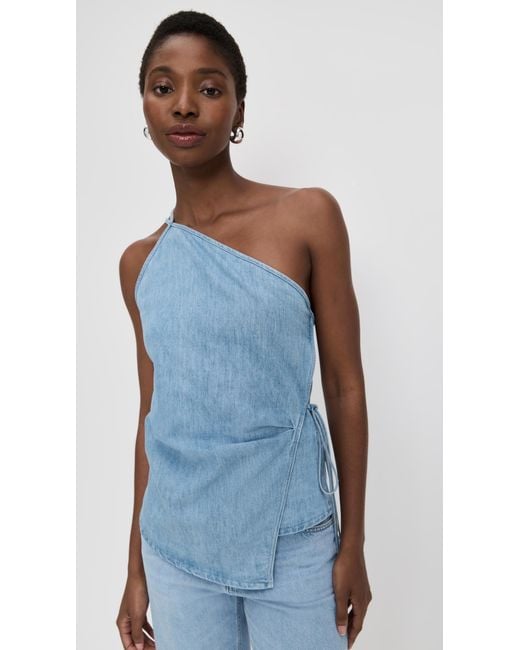 Closed Blue Wrap Top