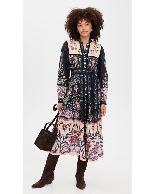 FARM Rio Long Sleeve Maxi Dress in Black | Lyst