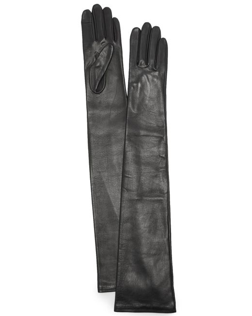 Agnelle Black Glamour Leather Opera Gloves