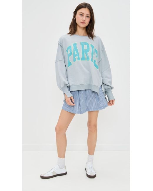 Free People Blue Graphic Camden Sweatshirt