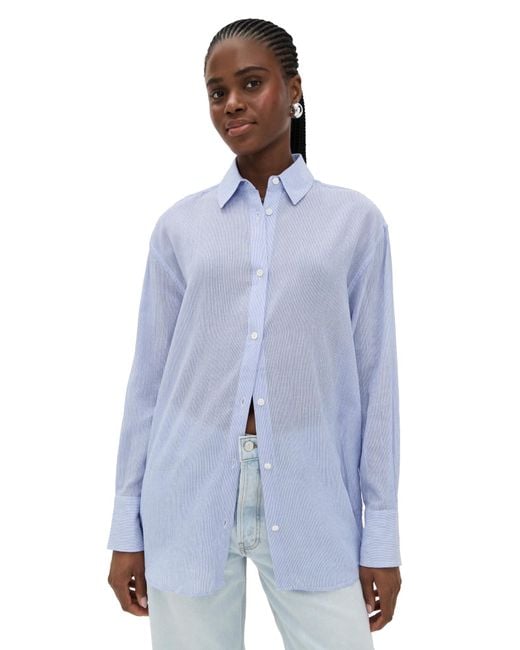 Anine Bing Blue And Mini Stripe Plaza Shirt