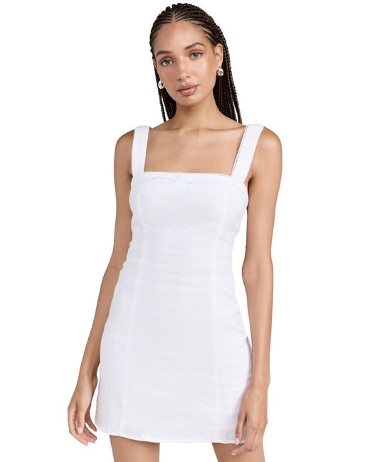 Reformation White Elana Linen Mini Dress