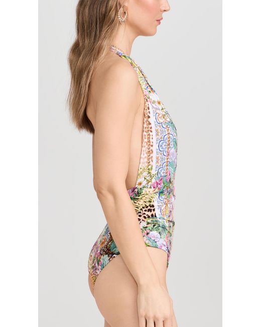 Camilla Multicolor Camia Punge Neck Hater One Piece Fowers Of Neptune