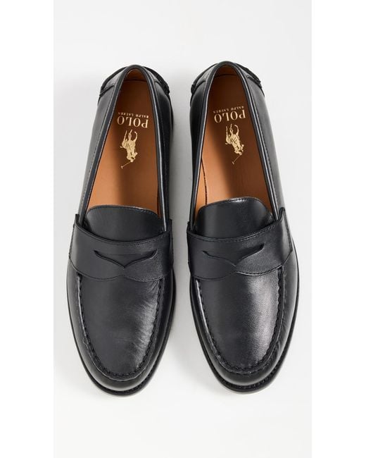 Polo Ralph Lauren Black Alston Leather Penny Loafers for men