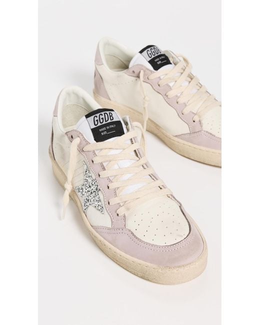 Golden Goose Deluxe Brand White Ball Star Nappa Upper Nabuk Toe Spur And Heel Glitter Star