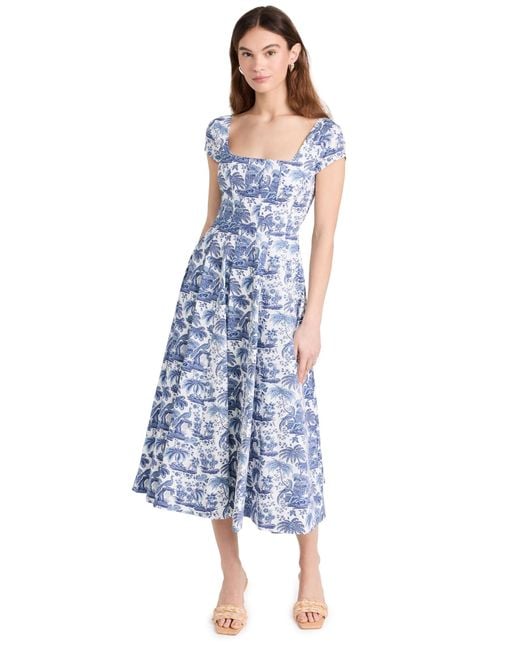 STAUD Short Sleeve Wells Dress in Blue | Lyst