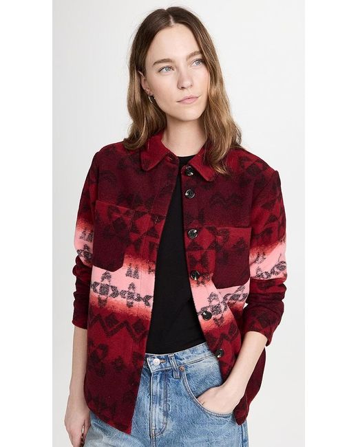 Scotch & Soda Red Jacquard Shirt Jacket