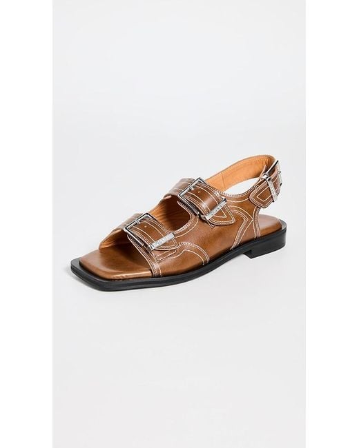 Ganni Embroidered Western Sandals | Lyst