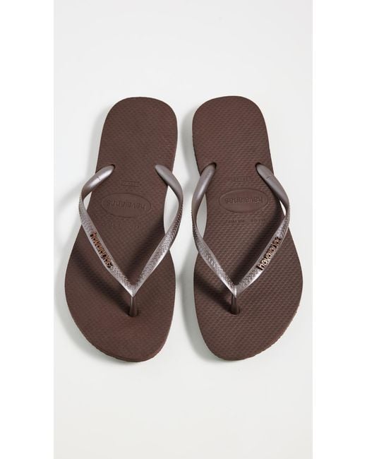 Havaianas Black Slim Logo Metallic Flip Flops